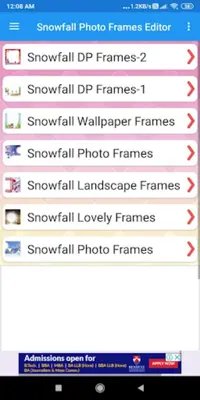 Snowfall Photo Frames android App screenshot 5